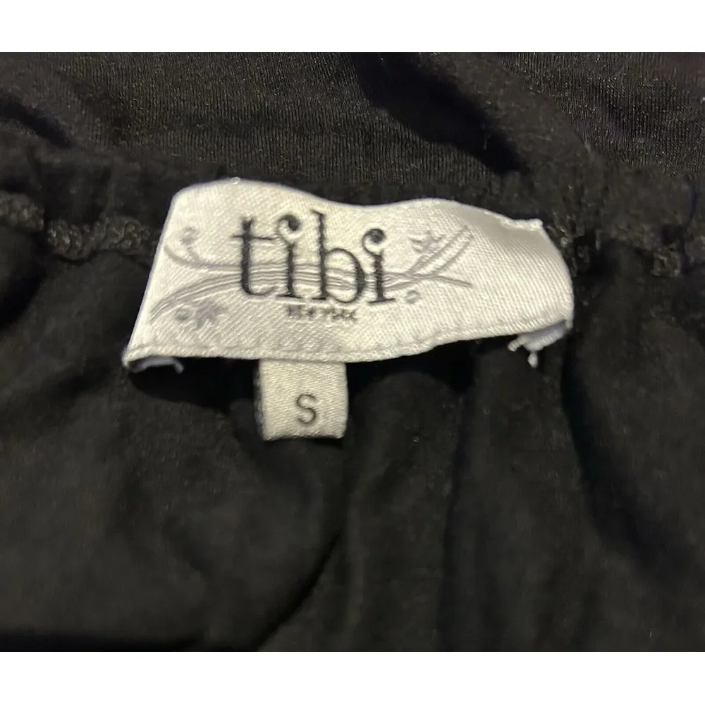 TIBI Strapless Dress Tiered Black Rayon Spandex‎ Size Small